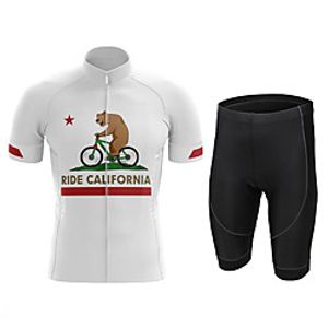 21Grams Men's Short Sleeve Cycling Jersey with Shorts Summer Spandex White Bike Quick Dry Moisture Wicking Sports Graphic Mountain Bike MTB Road Bike Cycling Clothing Apparel  Stretchy  Athletic Lightinthebox