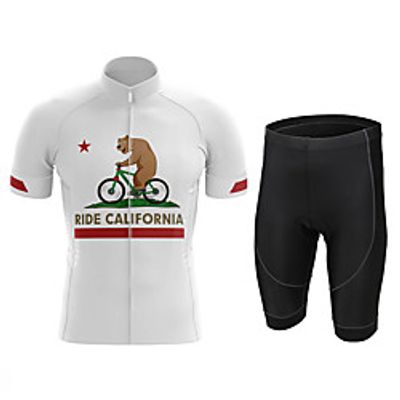 21Grams Men's Short Sleeve Cycling Jersey with Shorts Summer Spandex White Bike Quick Dry Moisture Wicking Sports Graphic Mountain Bike MTB Road Bike Cycling Clothing Apparel  Stretchy  Athletic Lightinthebox