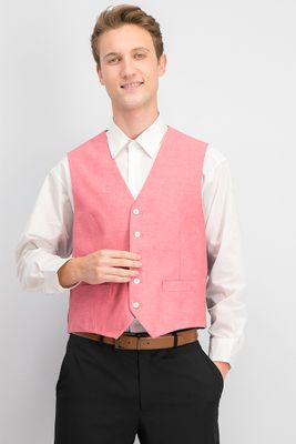Mens Modern-Fit Th Flex Stretch Vest Red Chambray Mens Modern-Fit Th Flex Stretch Vest Red Chambray