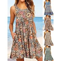 Women's Casual Dress Tank Dress Summer Dress Graphic Floral Print Crew Neck Mini Dress Fashion Classic Daily Holiday Sleeveless Loose Fit Light Yellow Light Brown Blue Summer Spring S M L XL XXL Lightinthebox Women's Casual Dress Tank Dress Summer Dress Graphic Floral Print Crew Neck Mini Dress Fashion Classic Daily Holiday Sleeveless Loose Fit Light Yellow Light Brown Blue Summer Spring S M L XL XXL Lightinthebox