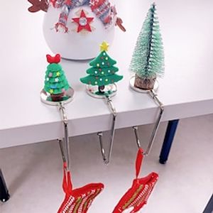 hristmas Stocking Hangers for Mantle, Non-Slip Xmas Stocking Holders Hooks for Fireplace Stocking Hang Grip Ornament for Party Holiday New Year Decoration, Silver Lightinthebox