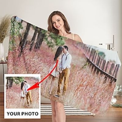 Customized Valentine's Day Beach Towel Beach Blanket Bath Towel- Personalized Towel for a Romantic Getaway Lightinthebox