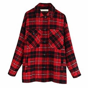 Women Plaid Jackets CoatLadies Collar Wool Blend Coats Long Sleeve Autumn Winter Warm Jackets Female Outwear Lightinthebox