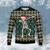 Elk Snowflake Gothic Men's Print Knitting Ugly Christmas Sweater Pullover Sweater Jumper Knitwear Outdoor Daily Vacation Christmas Long Sleeve Crewneck Sweaters Black Fall Winter S M L Sweaters Lightinthebox - thumbnail