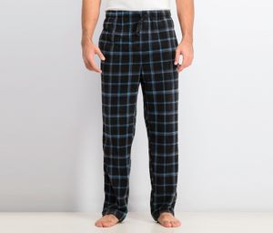 Mens Windowpane Plaid Fleece Pajama Pants  Black/Blue/Grey