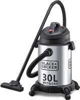 BLACK+DECKER 1610W 30L Wet and Dry Stainless Steel Tank Drum Vacuum Cleaner Silver WV1450-B5