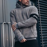 Men's Hoodie Sweatshirt Pullover Pocket Long Sleeve Hoodie Athletic Athleisure Winter Polar Fleece Thermal Warm Breathable Soft Fitness Running Jogging Sportswear Activewear Color Block Grey Black Lightinthebox - thumbnail