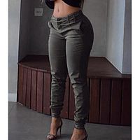 Women's Fashion Chinos Side Pockets Full Length Pants Daily Weekend Micro-elastic Plain Comfort Mid Waist Gray S M L XL Lightinthebox - thumbnail