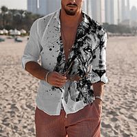 Men's Shirt Gradient Turndown Street Casual Button-Down Print Long Sleeve Tops Casual Fashion Breathable Black  Spring  Summer Lightinthebox - thumbnail