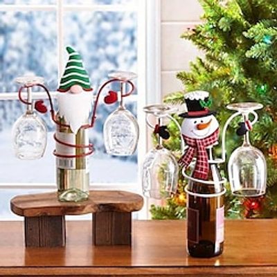 Christmas Snowman Wine Rack Bottle, Holiday Snowman Wine Bottle  Glass Holders Countertop,for Christmas Home Decor  Kitchen Storage Rack Lightinthebox