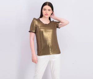 Womens Embellished Top  Gold