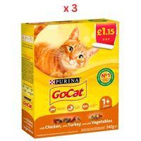 Go-Cat With Chicken With Turkey And Vegetables for 1+ Year Cat 340 g (Pack Of 3)