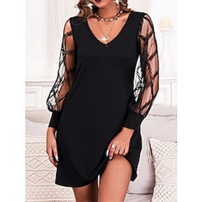 Women's Black Dress Party Dress Lace Dress Mini Dress Black Long Sleeve Pure Color Lace Spring Fall Winter V Neck Fashion Winter Dress Wedding Guest Birthday 2023 S M L XL XXL 3XL Lightinthebox Women's Black Dress Party Dress Lace Dress Mini Dress Black Long Sleeve Pure Color Lace Spring Fall Winter V Neck Fashion Winter Dress Wedding Guest Birthday 2023 S M L XL XXL 3XL Lightinthebox