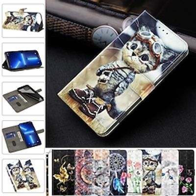 Phone Case For Apple Wallet Card iPhone 14 iPhone 13 Pro Max 12 11 SE 2022 X XR XS Max 8 7 with Wrist Strap Card Holder Slots Magnetic Flip Graphic Butterfly TPU PU Leather miniinthebox