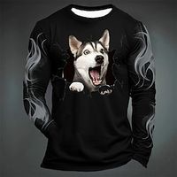 Graphic Dog Fashion Designer Casual Men's 3D Print T shirt Tee Sports Outdoor Holiday Going out T shirt Purple Gray Long Sleeve Crew Neck Shirt Spring   Fall Clothing Apparel S M L XL 2XL 3XL 4XL Lightinthebox - thumbnail
