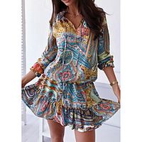 Women's A Line Dress Knee Length Dress Classic 1 Classic 2 Half Sleeve Print Summer Casual / Daily 2021 S M L XL XXL miniinthebox - thumbnail