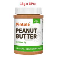 Pintola All Natural Peanut Butter Unsweetened Creamy 1Kg (Pack Of 6)