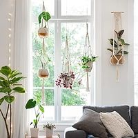 Macrame Plant Hangers Indoor Hanging Planter Basket Wall Decorative Flower Pot Holder with Hooks for Indoor Outdoor Home Decor Gift Box Ivory Lightinthebox - thumbnail