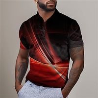 Optical Illusion Men's Fashion Casual 3D Print Polo Shirt Sports Outdoor Vacation Streetwear Pique Polo Shirt Short Sleeve Turndown Polo Shirts Yellow Red Summer S M L Micro-elastic Lapel Polo Lightinthebox