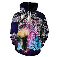 Men's Unisex Plus Size Pullover Hoodie Sweatshirt Graphic Prints Horse Print Hooded Casual Daily Holiday 3D Print Basic Designer Hoodies Sweatshirts  Long Sleeve Purple Yellow Gray miniinthebox - thumbnail