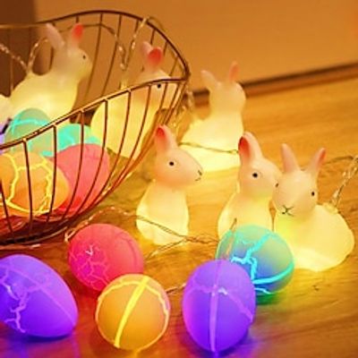 Easter New Product LED Crack Egg Rabbit Mixed Light String Remote Control Battery Box Home Decoration Colorful Light Lightinthebox