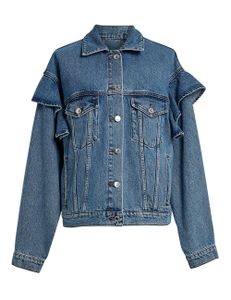 Ruffle Denim Jacket - Denim