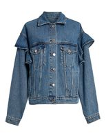 Ruffle Denim Jacket - Denim - thumbnail