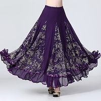 Ballroom Dance Activewear Skirts Printing Pleats Ruffle Women's Training Performance High Mesh Polyester Lightinthebox - thumbnail