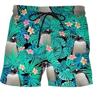 Men's Swim Shorts Swim Trunks Bermuda shorts Board Shorts Beach Shorts Drawstring Elastic Waist 3D Print Graphic Plants Breathable Quick Dry Short Casual Daily Holiday Fashion Boho Red Green Lightinthebox