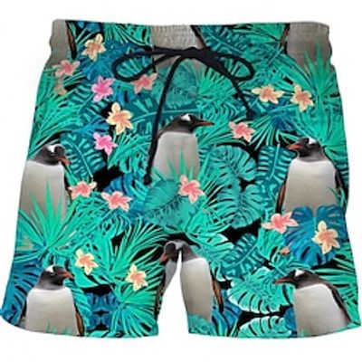 Men's Swim Shorts Swim Trunks Bermuda shorts Board Shorts Beach Shorts Drawstring Elastic Waist 3D Print Graphic Plants Breathable Quick Dry Short Casual Daily Holiday Fashion Boho Red Green Lightinthebox
