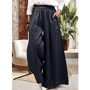 Women's Plus Size Wide Leg Chinos Solid Color Casual Chino Casual Holiday Natural Full Length Fall Winter Black XL XXL 3XL 4XL 5XL Lightinthebox