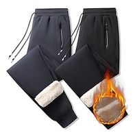 Men's Sherpa Sweatpants Joggers Pocket Drawstring Elastic Waist Plain Comfort Breathable Outdoor Daily Going out Fashion Casual Black Black Straight Leg miniinthebox - thumbnail