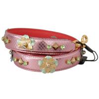 Dolce Gabbana Elegant Metallic Pink Leather Shoulder Strap - BEL8744 - thumbnail