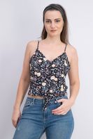 Womens Sleeveless Floral Print Top  Black Combo - thumbnail