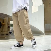 Kids Boys Sweatpants Trousers Solid Color Comfort Pants School Sports Daily Black khaki Lightinthebox - thumbnail