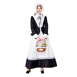 Uniforms Dress Cosplay Costume Adults' Women's Dresses Halloween Halloween Halloween Festival / Holiday Terylene Cotton Black Women's Easy Carnival Costumes Solid Color / Hat miniinthebox