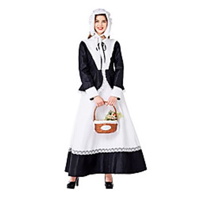Uniforms Dress Cosplay Costume Adults' Women's Dresses Halloween Halloween Halloween Festival / Holiday Terylene Cotton Black Women's Easy Carnival Costumes Solid Color / Hat miniinthebox