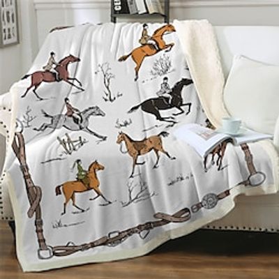Horse Print Blanket, Soft Cozy Throw Blanket Nap Blanket For Travel Sofa Bed Office Home Decor, Birthday Holiday Gift Blanket For Boys Girls Adults, Available All Season Lightinthebox