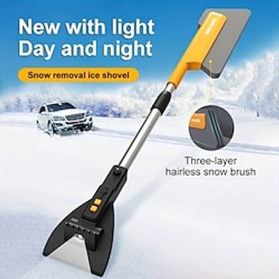 Multi-functional Snow Scraper Long Hand Snow Broom Retractable Handle EVA Snow Brush 6-Tooth Crushing Head For Ice Scrape Thickened Ice Breaking Shovel Head Lightinthebox