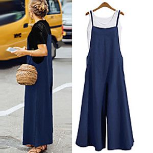 2018 new amazon hot style cotton and linen suspenders trousers loose solid color suspenders wide-leg pants factory direct sales Lightinthebox