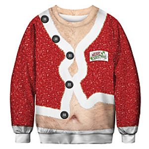 mens ugly christmas sweatshirt big belly print womens funny novelty xmas santa sweat shirt pullover - xxl miniinthebox
