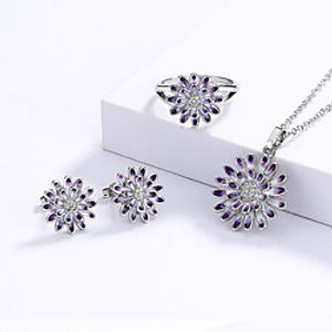 Women's Clear AAA Cubic Zirconia Bridal Jewelry Sets Tropical Floral Theme Flower Elegant Fashion Vintage European Boho Earrings Jewelry Lilac For Party Gift Carnival Holiday Festival 1 set Lightinthebox