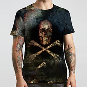 Men's Unisex Tee T shirt 3D Print Graphic Prints Skull Plus Size Print Short Sleeve Casual Tops Fashion Designer Big and Tall Black Lightinthebox