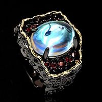 Ring Moonstone Vintage Style Black Brass Eyes Evil Eye Luxury Vintage European 1pc 6 7 8 9 10 / Women's miniinthebox - thumbnail