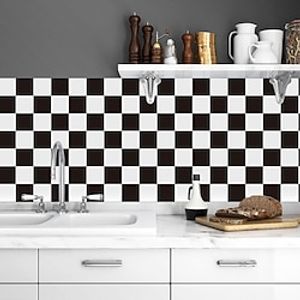 1pc Black and White Geometric Wallpaper Peel and Stick Wall Sticker PVC Self Adhesive for Home Decor Wall Decor Kitchen Bedroom Living Room 20x300cm/8''x118'' miniinthebox