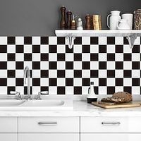 1pc Black and White Geometric Wallpaper Peel and Stick Wall Sticker PVC Self Adhesive for Home Decor Wall Decor Kitchen Bedroom Living Room 20x300cm/8''x118'' miniinthebox - thumbnail