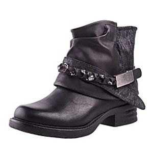 Women's Boots Chunky Heel Round Toe Booties Ankle Boots Daily PU Buckle Black miniinthebox