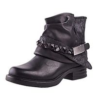 Women's Boots Chunky Heel Round Toe Booties Ankle Boots Daily PU Buckle Black miniinthebox - thumbnail