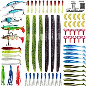 79 pcs Lure kit Fishing Lures Hard Bait Soft Bait Spoons Minnow Craws  Shrimp Frog Worm lifelike 3D Eyes Bass Trout Pike Freshwater and Saltwater Lightinthebox
