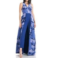 Women's Jumpsuit Print Tie Dye V Neck Elegant Holiday Weekend Straight Regular Fit Sleeveless Blue S M L Spring Lightinthebox - thumbnail